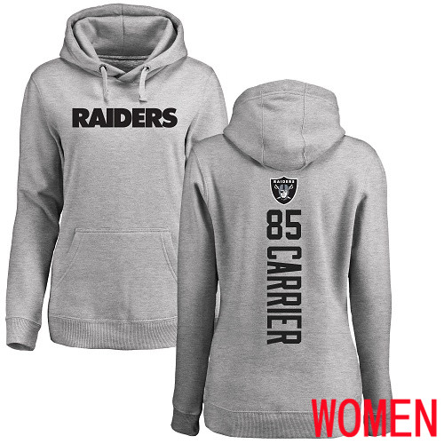 Oakland Raiders Ash Women Derek Carrier Backer NFL Football 85 Pullover Hoodie Sweatshirts